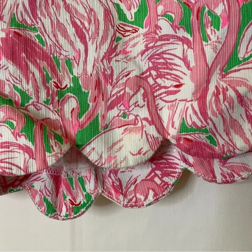 Lilly Pulitzer 5" Buttercup Mid Rise Scalloped Shorts in Pink Colony Flamingo 4 - Picture 14 of 14